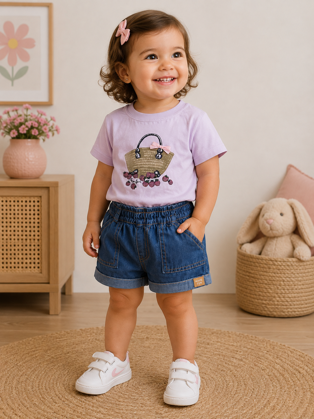 CONJUNTO HAVE FUN AMORA MEIA MALHA/JEANS 30463