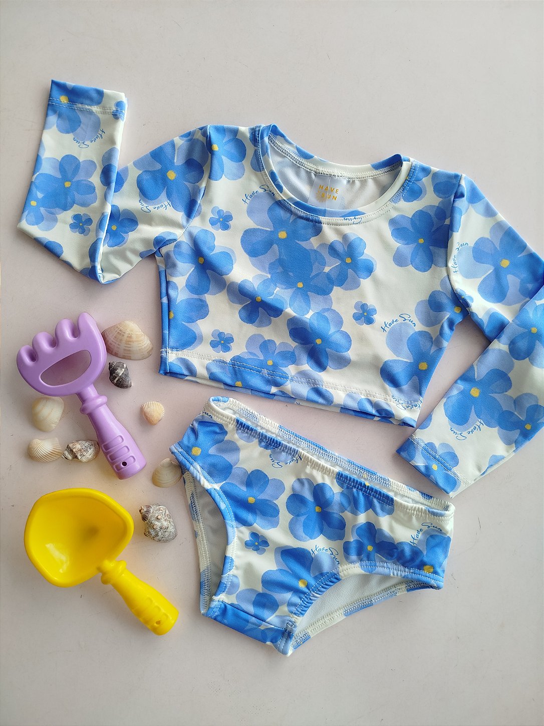 CONJUNTO HAVE FUN FLORAL AZUL PROTECAO UV 30073
