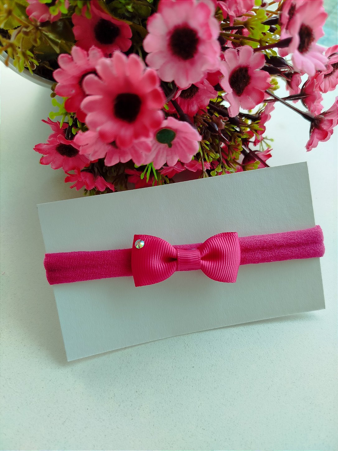 FAIXA PARA BEBE LAÇO GRAVATINHA COM STRASS TAM. P