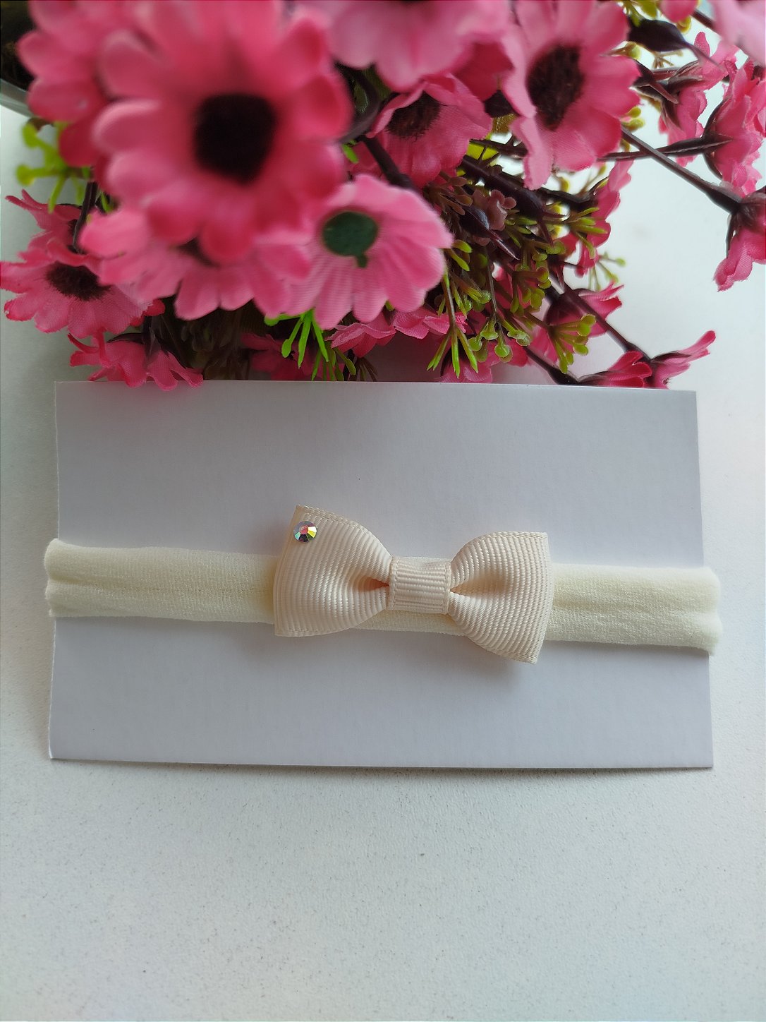 FAIXA PARA BEBE LAÇO GRAVATINHA COM STRASS TAM. P