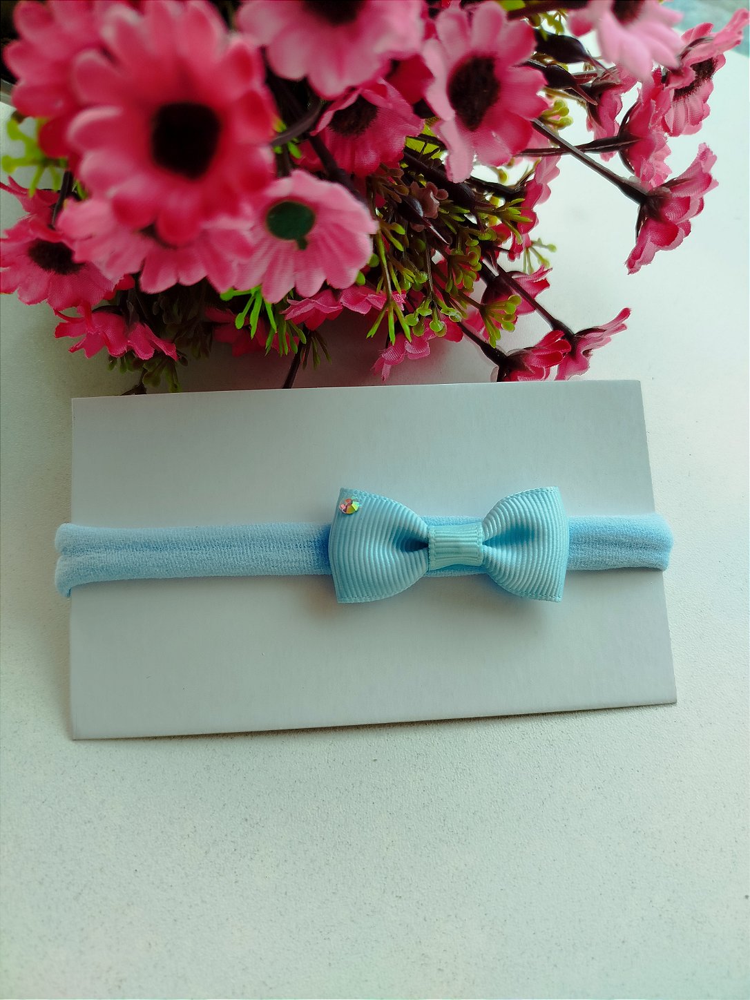 FAIXA PARA BEBE LAÇO GRAVATINHA COM STRASS TAM. P