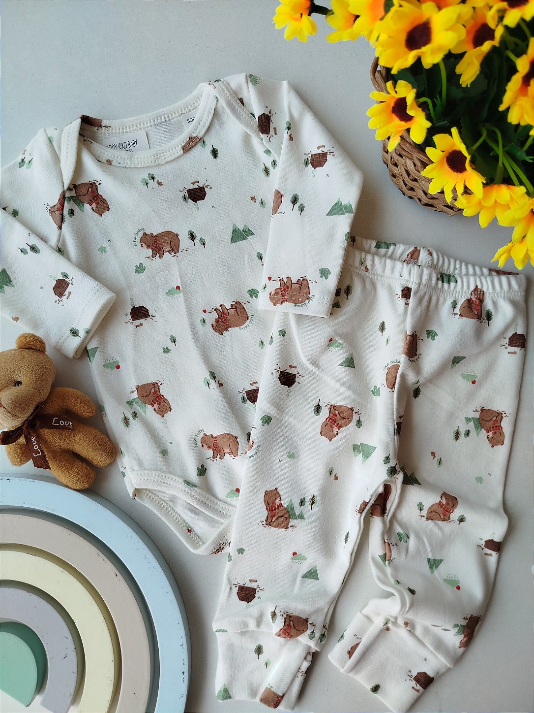 CONJUNTO KIKO BABY BODY LONGO E CALÇA VIRA PÉ 14992C