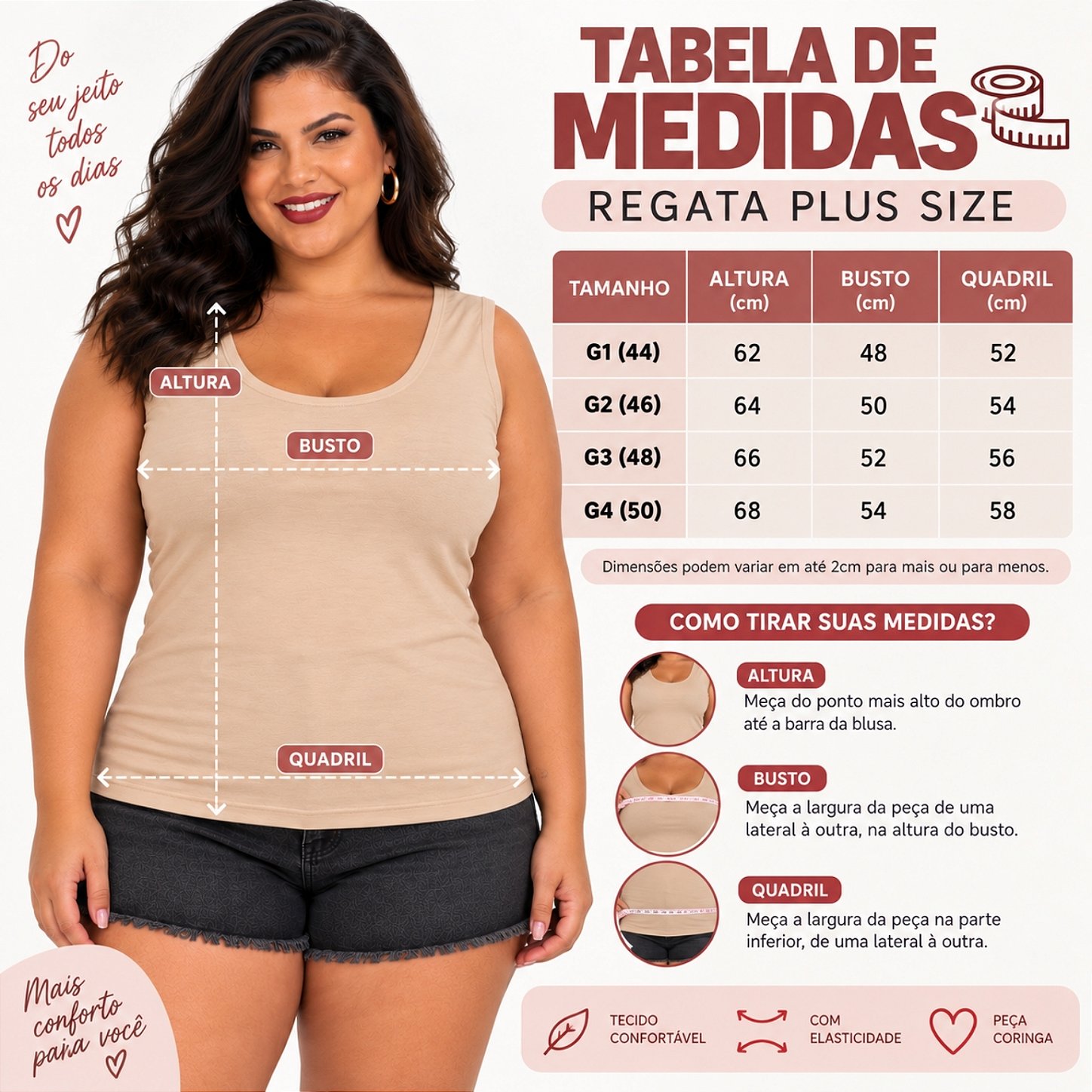 Blusa Regata Básica Plus Size Visco Lycra Alça Larga Toque Macio 2005.1A