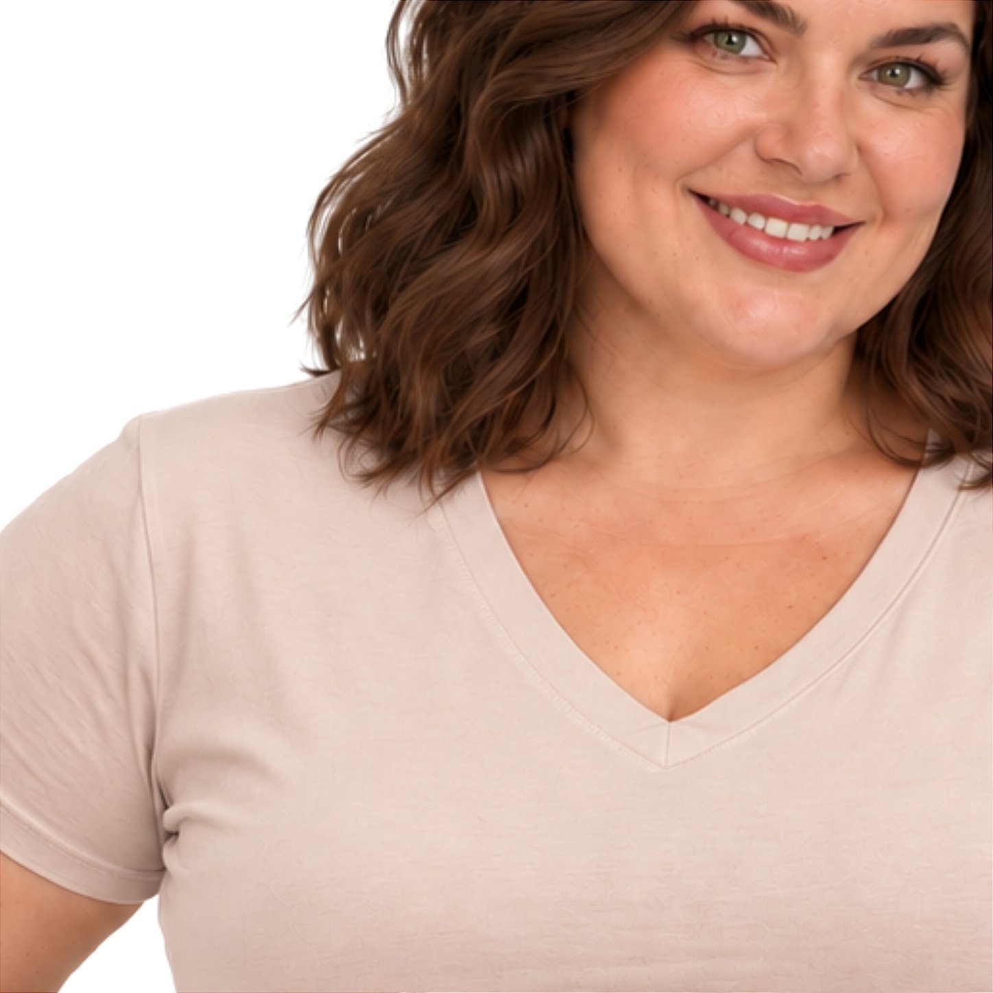 Blusa Básica Plus Size Decote V em Visco Lycra Confortável e Versátil 3013.6A