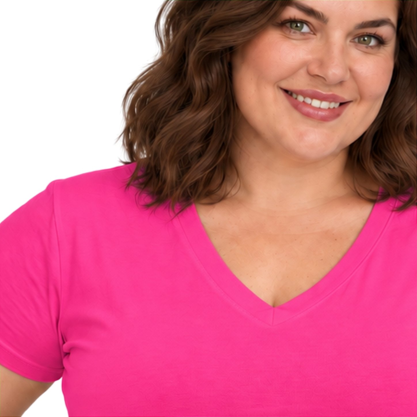 Blusa Básica Plus Size Decote V em Visco Lycra Confortável e Versátil 3013.6A