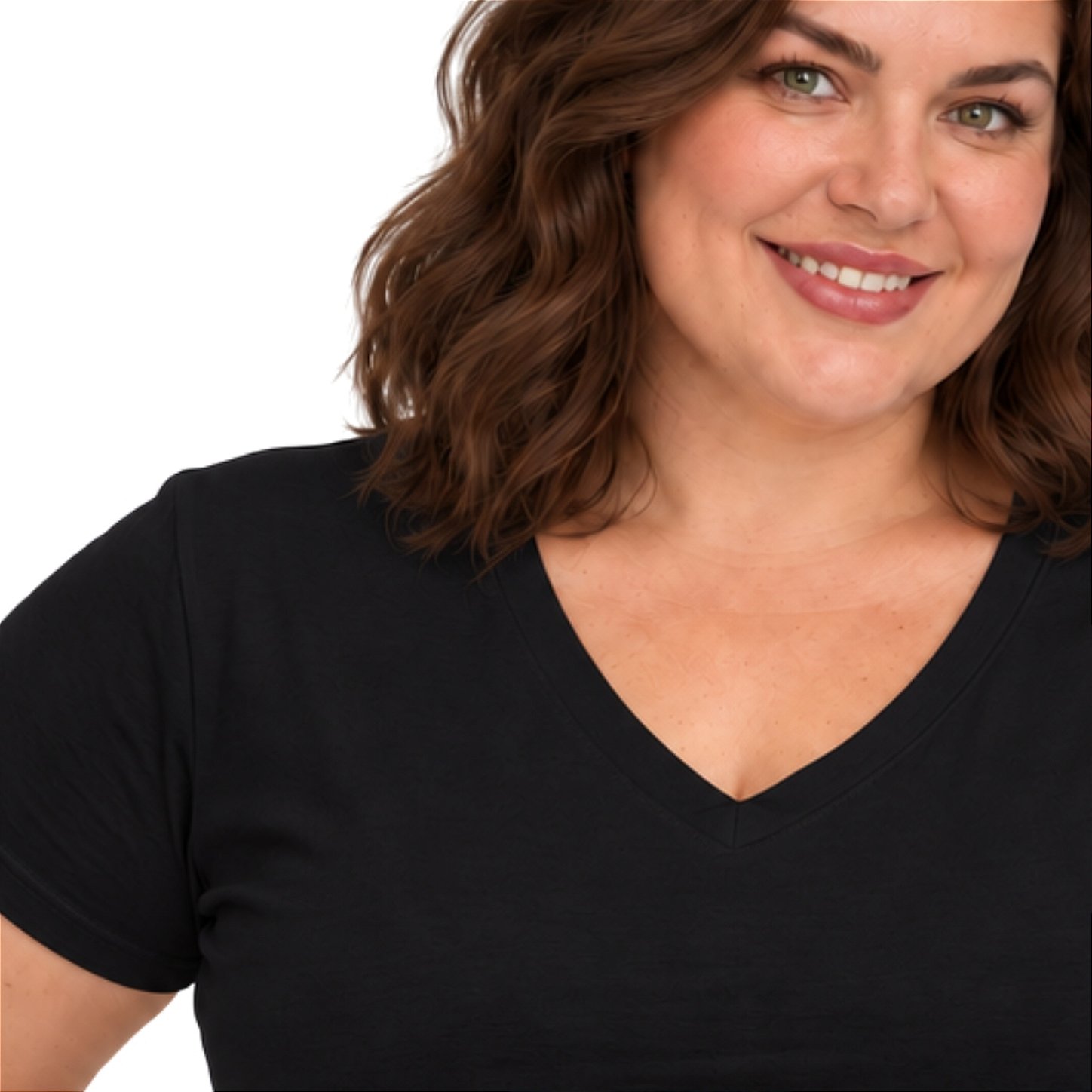 Blusa Básica Plus Size Decote V em Visco Lycra Confortável e Versátil 3013.6A