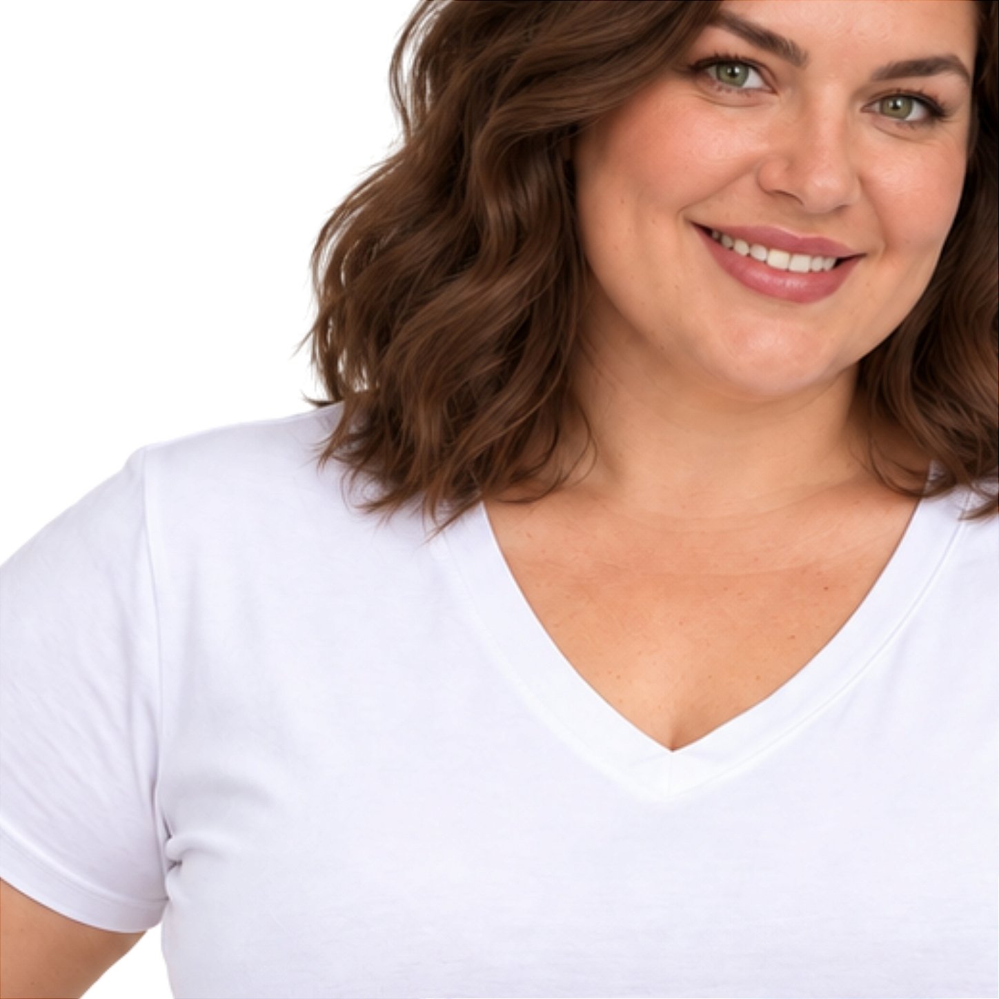 Blusa Básica Plus Size Decote V em Visco Lycra Confortável e Versátil 3013.6A