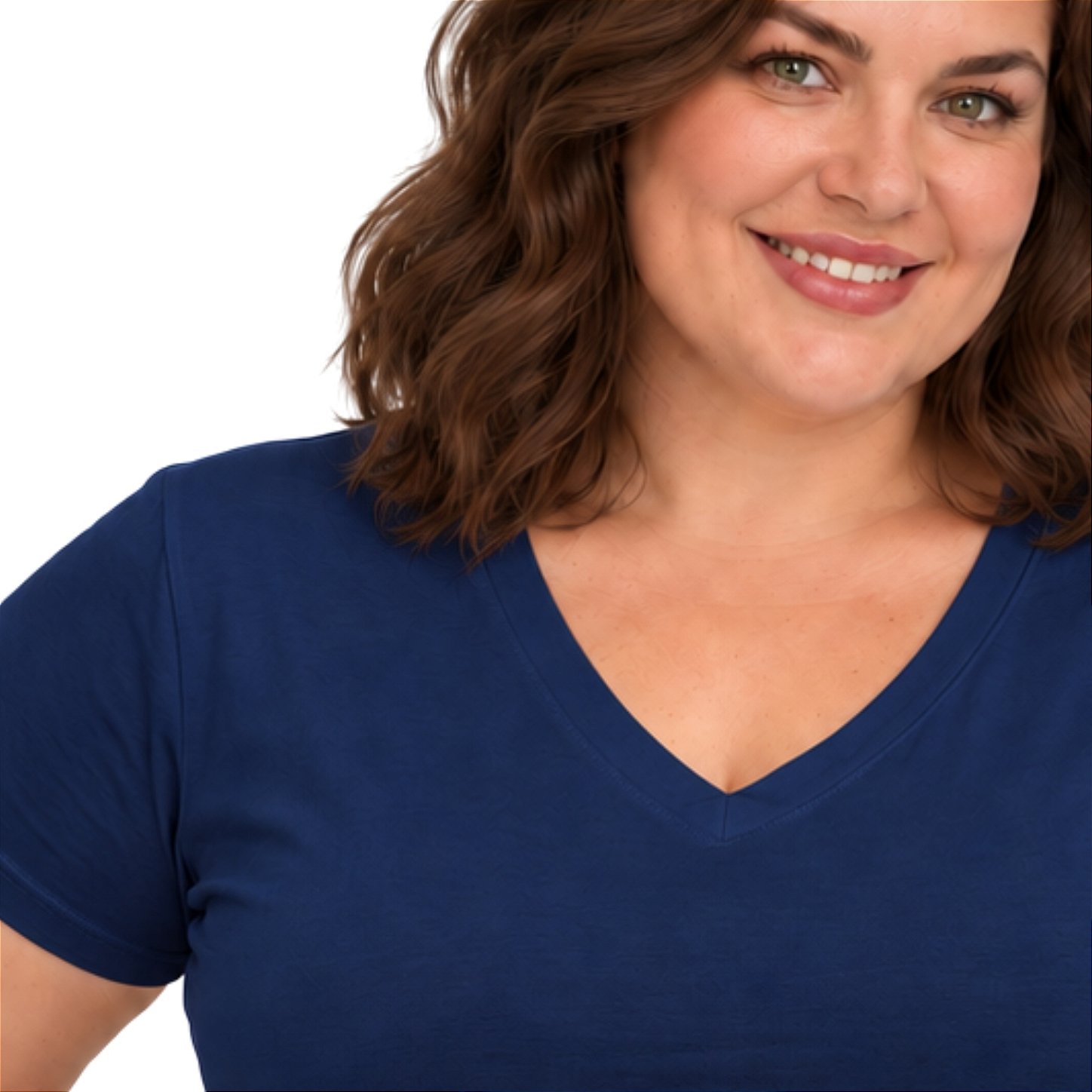 Blusa Básica Plus Size Decote V em Visco Lycra Confortável e Versátil 3013.6A