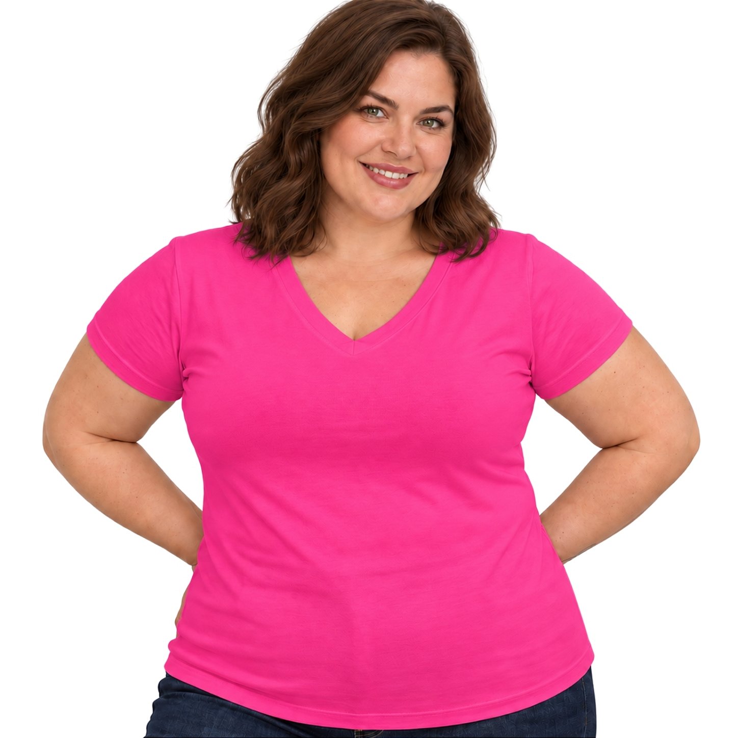 Blusa Básica Plus Size Decote V em Visco Lycra Confortável e Versátil 3013.6A