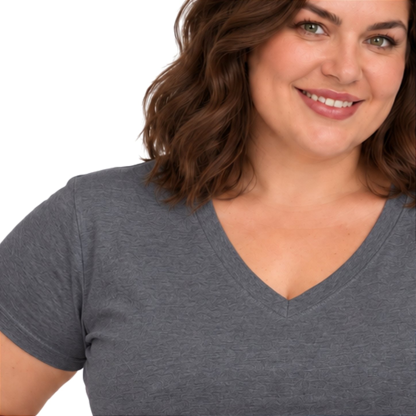 Blusa Básica Plus Size Decote V em Visco Lycra Confortável e Versátil 3013.6A