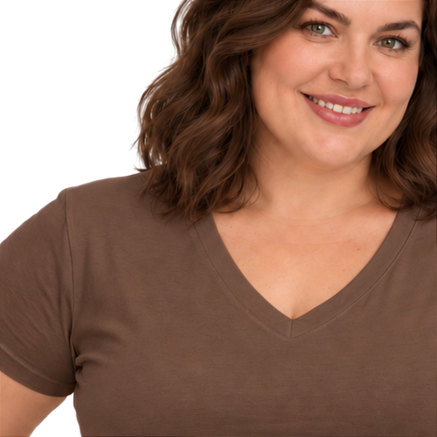 Blusa Básica Plus Size Decote V em Visco Lycra Confortável e Versátil 3013.6A