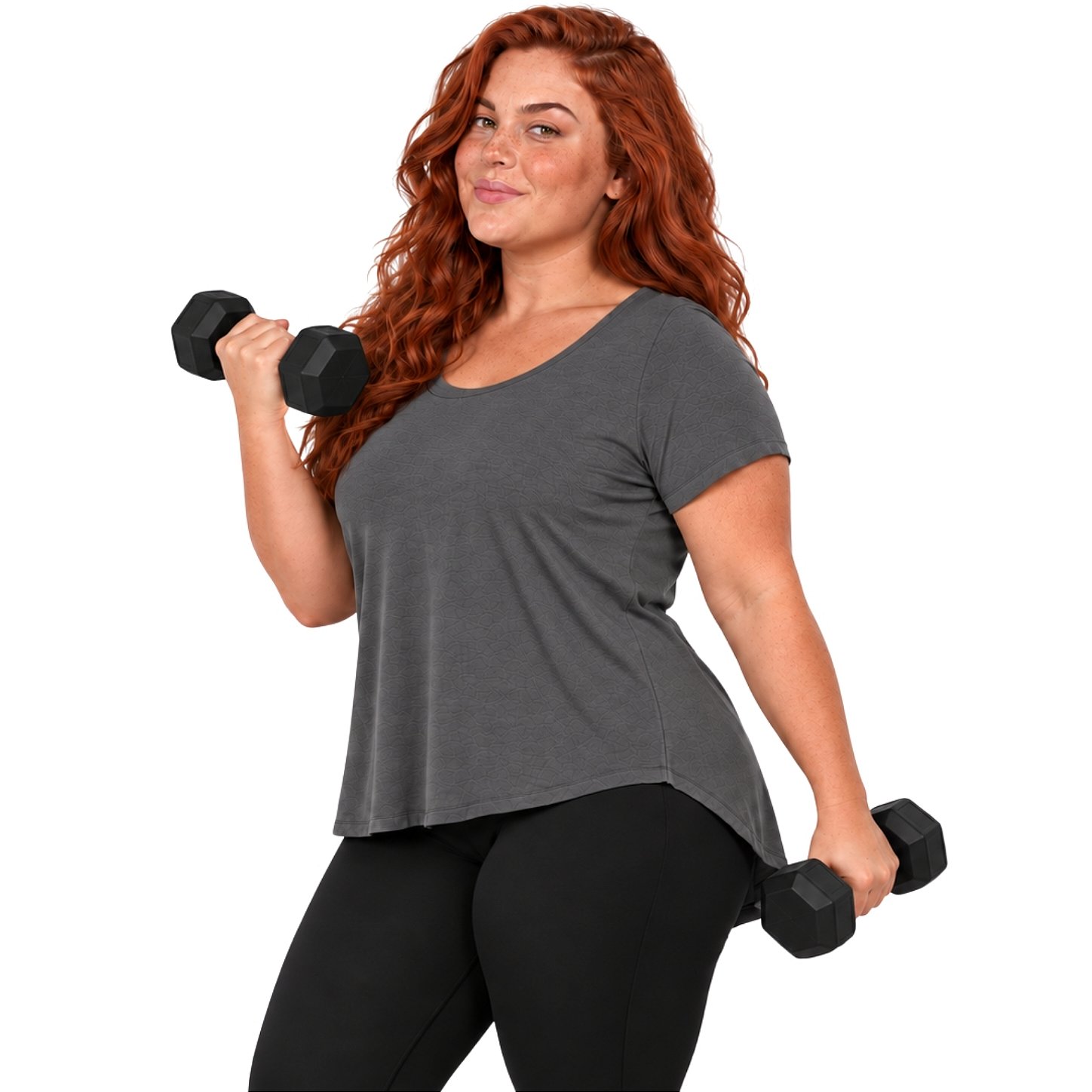 Blusa Plus Size Mullet Confortável Decote Redondo Manga Curta Tapa Bumbum 3024A