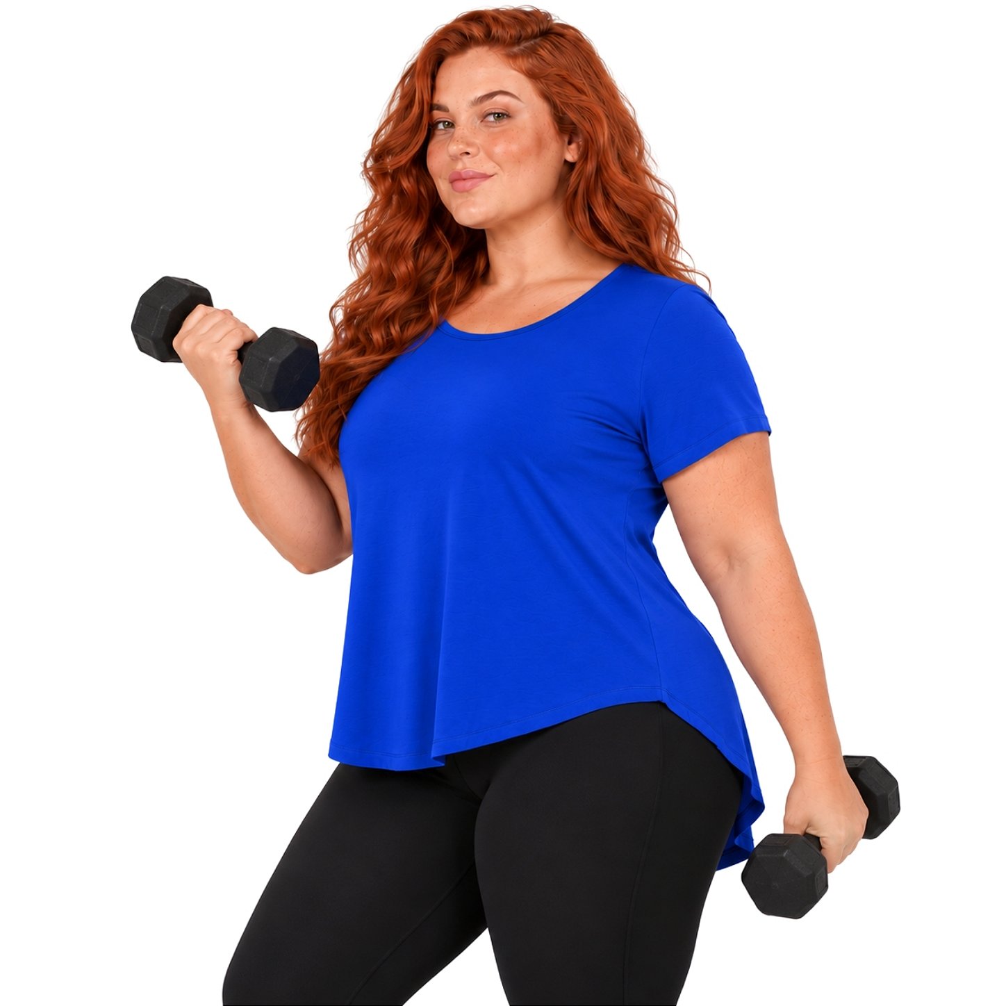 Blusa Plus Size Mullet Confortável Decote Redondo Manga Curta Tapa Bumbum 3024A