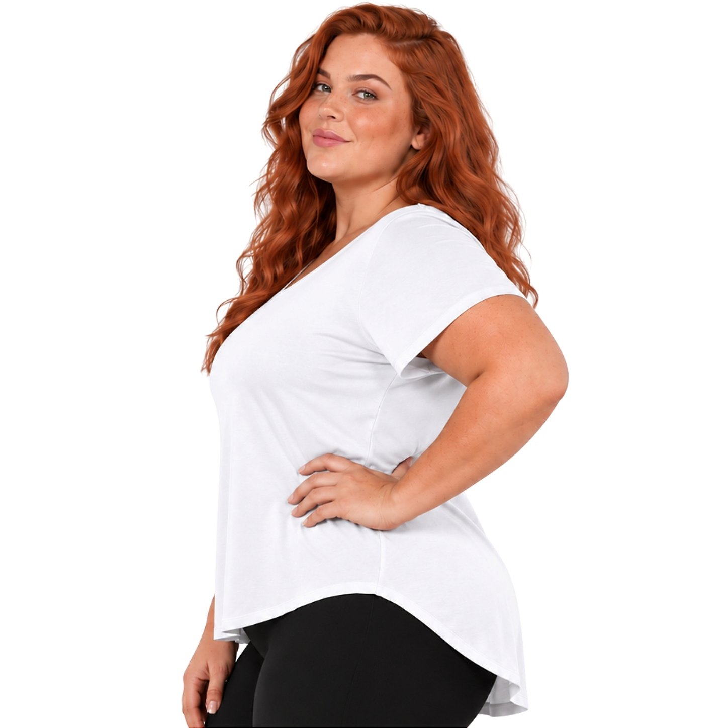 Blusa Plus Size Mullet Confortável Decote Redondo Manga Curta Tapa Bumbum 3024A