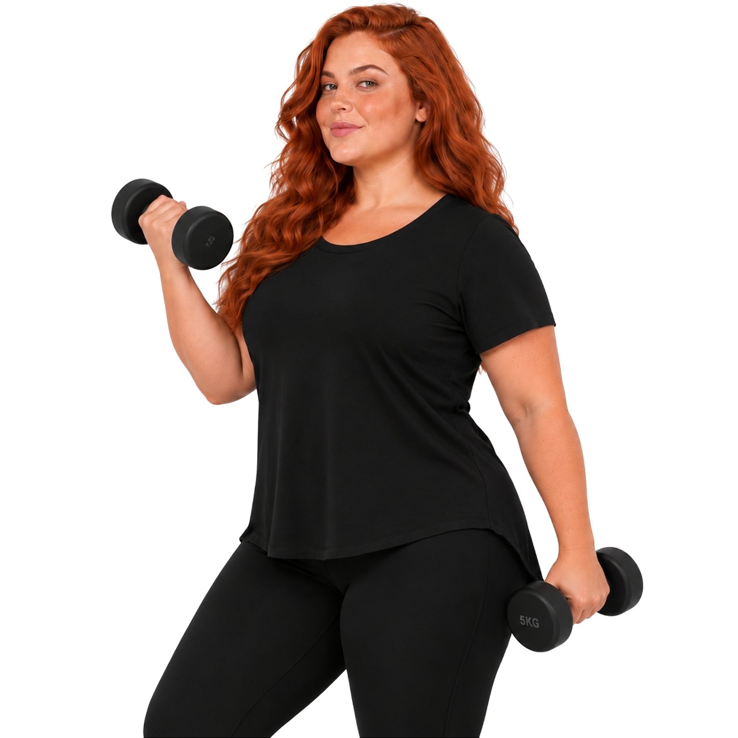 Blusa Plus Size Mullet Confortável Decote Redondo Manga Curta Tapa Bumbum 3024A