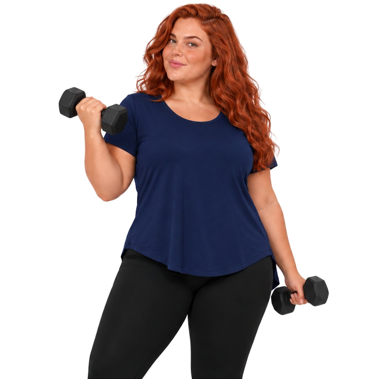 Blusa Plus Size Mullet Confortável Decote Redondo Manga Curta Tapa Bumbum 3024A
