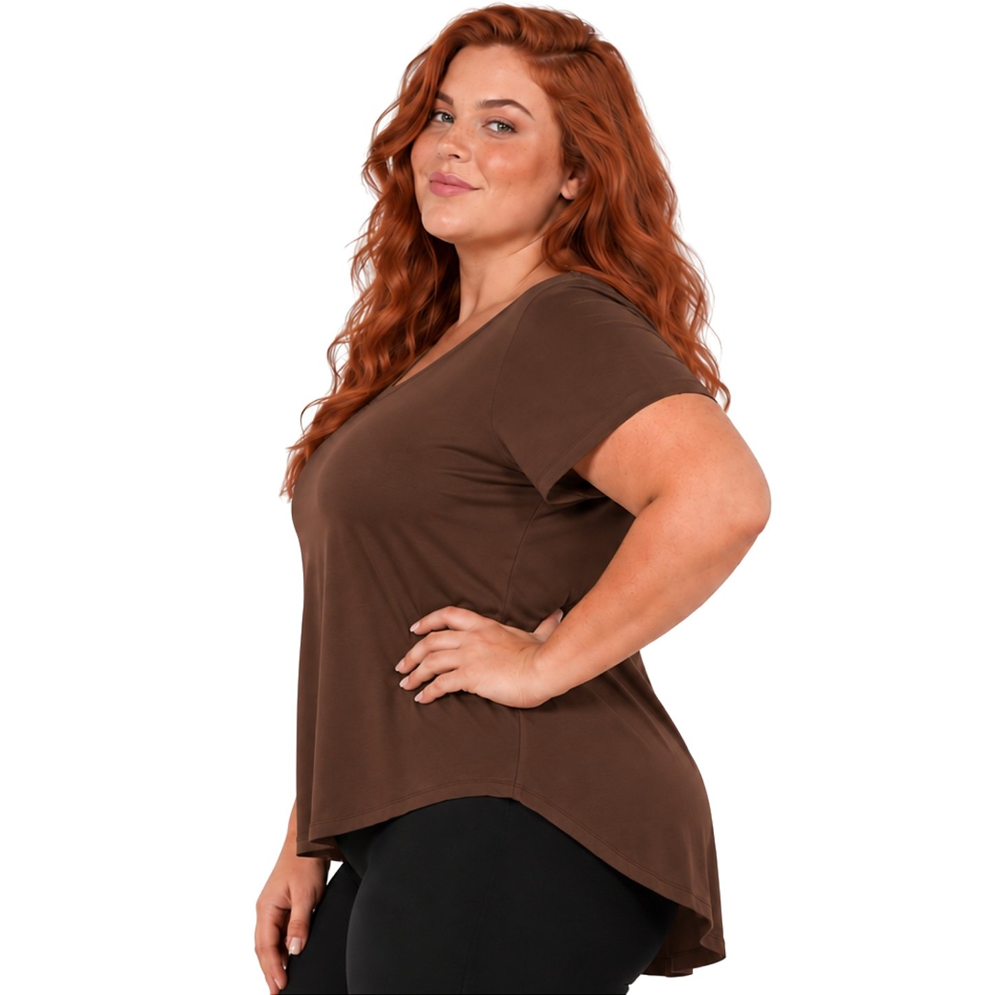 Blusa Plus Size Mullet Confortável Decote Redondo Manga Curta Tapa Bumbum 3024A