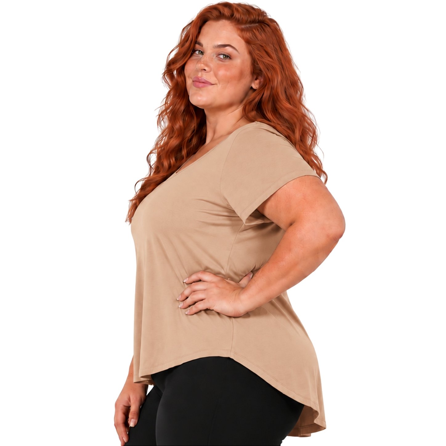 Blusa Plus Size Mullet Confortável Decote Redondo Manga Curta Tapa Bumbum 3024A