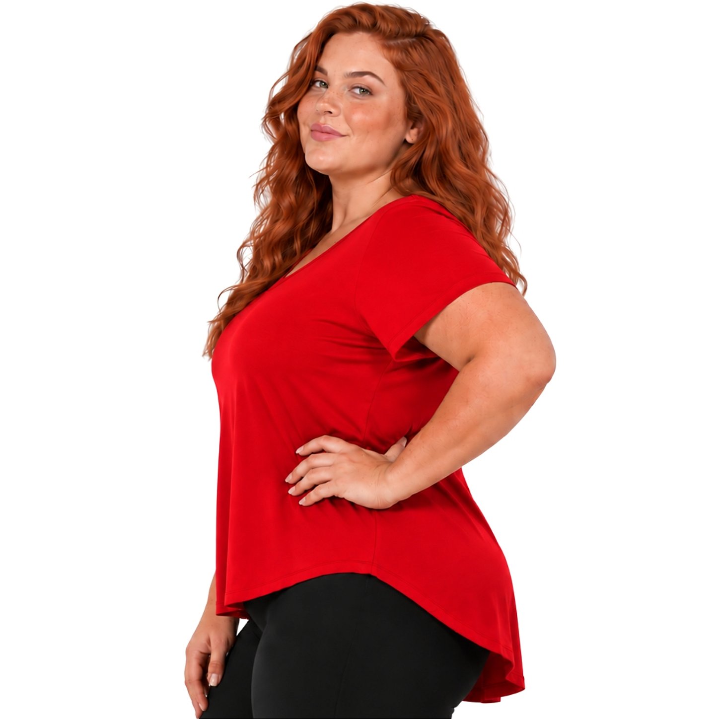 Blusa Plus Size Mullet Confortável Decote Redondo Manga Curta Tapa Bumbum 3024A