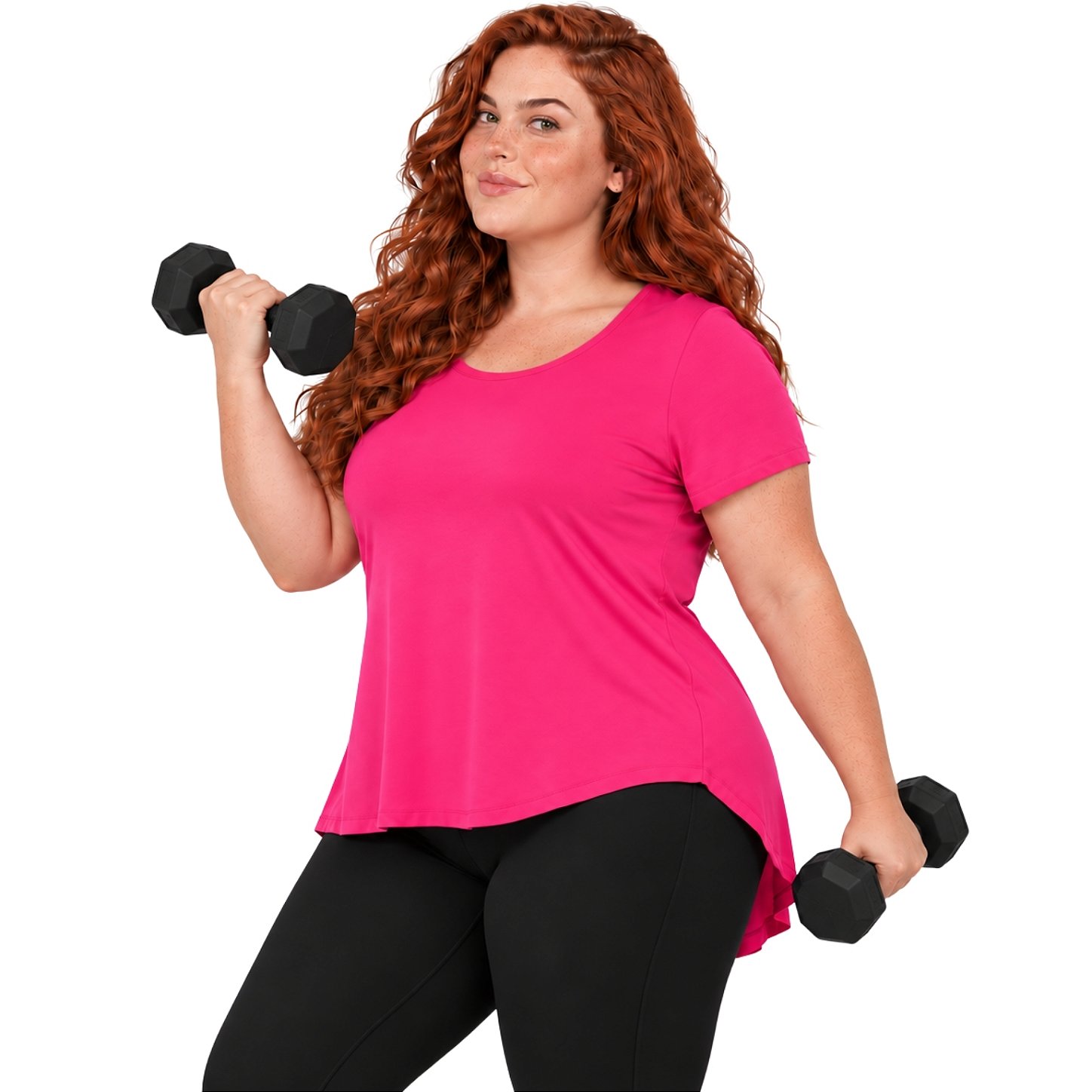 Blusa Plus Size Mullet Confortável Decote Redondo Manga Curta Tapa Bumbum 3024A