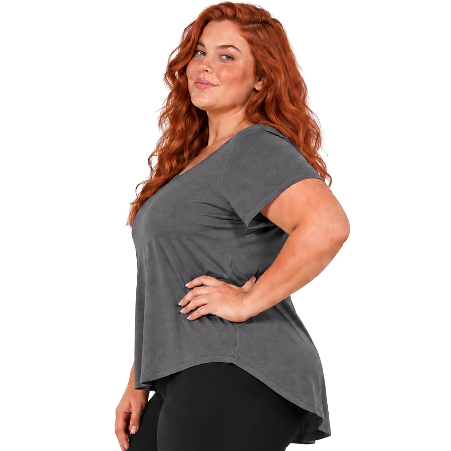 Blusa Plus Size Mullet Confortável Decote Redondo Manga Curta Tapa Bumbum 3024A
