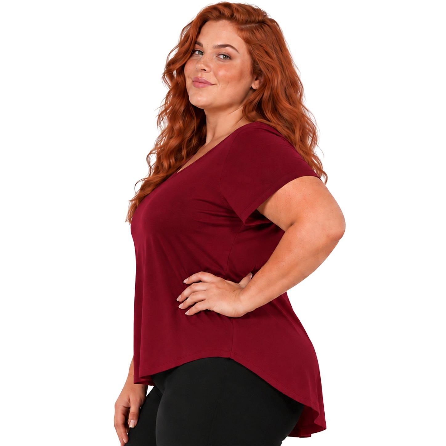 Blusa Plus Size Mullet Confortável Decote Redondo Manga Curta Tapa Bumbum 3024A