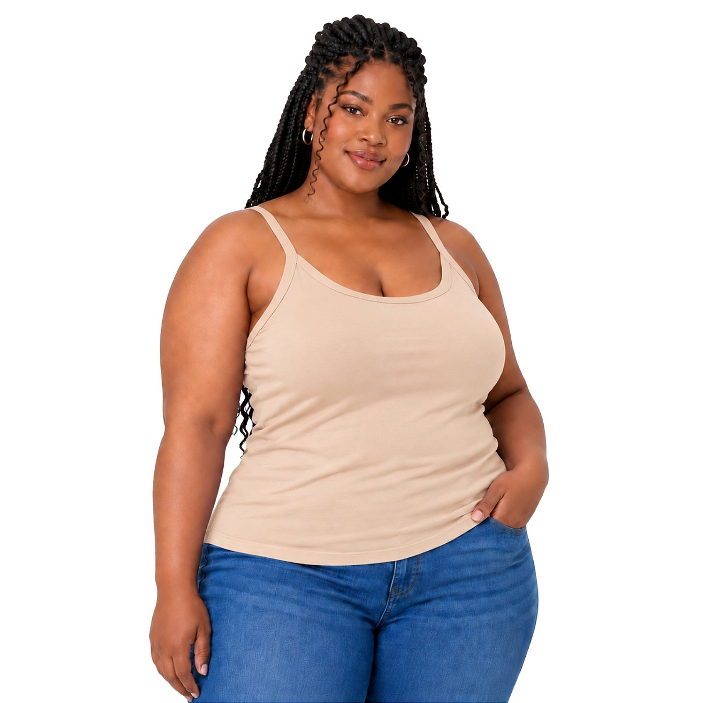 Blusa Regata Plus Size Visco Lycra com Alça Fina Toque Macio e Leve 3026A