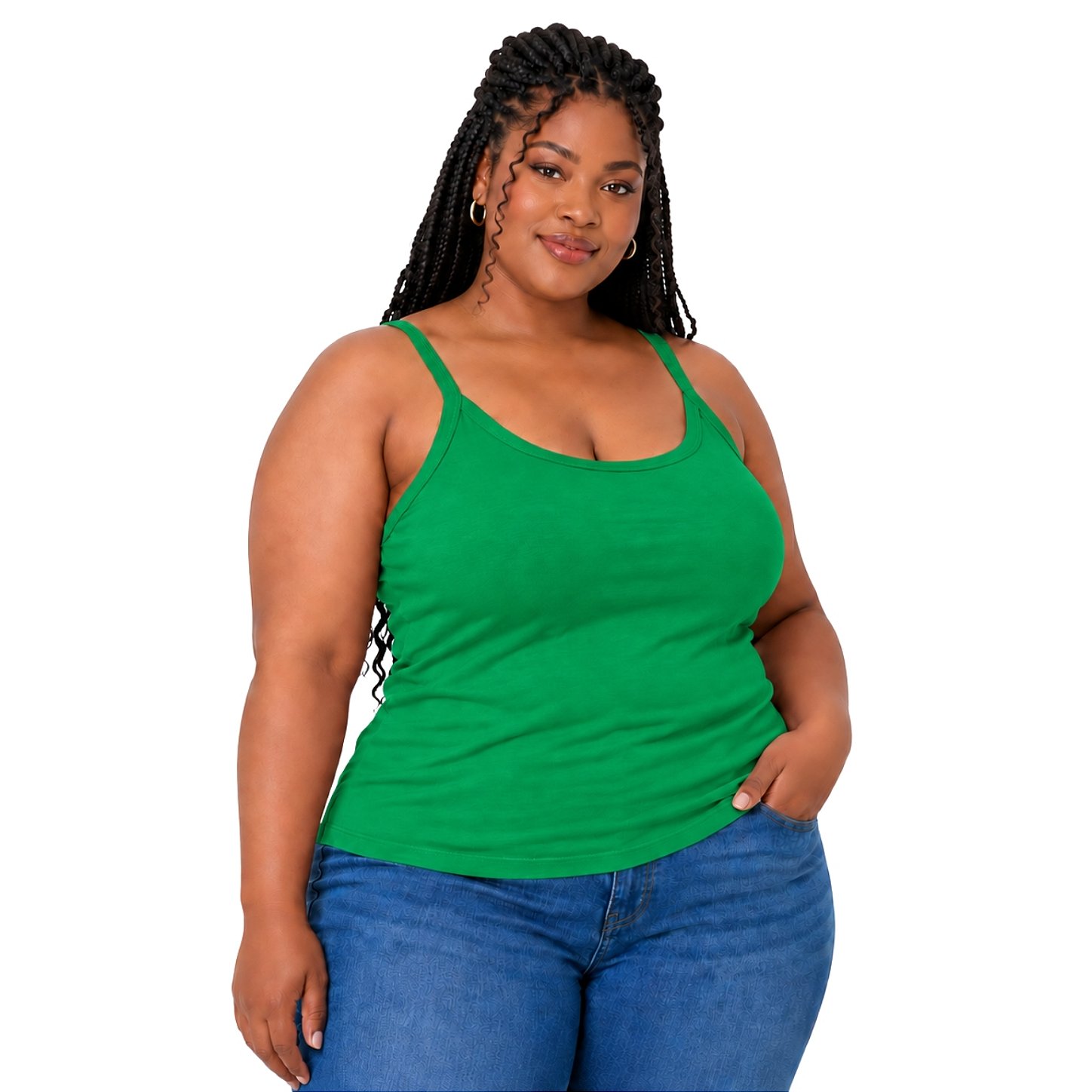 Blusa Regata Plus Size Visco Lycra com Alça Fina Toque Macio e Leve 3026A