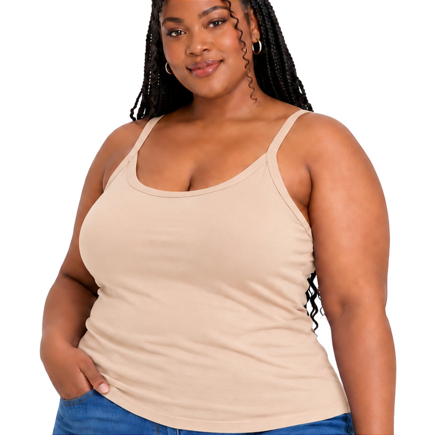 Blusa Regata Plus Size Visco Lycra com Alça Fina Toque Macio e Leve 3026A