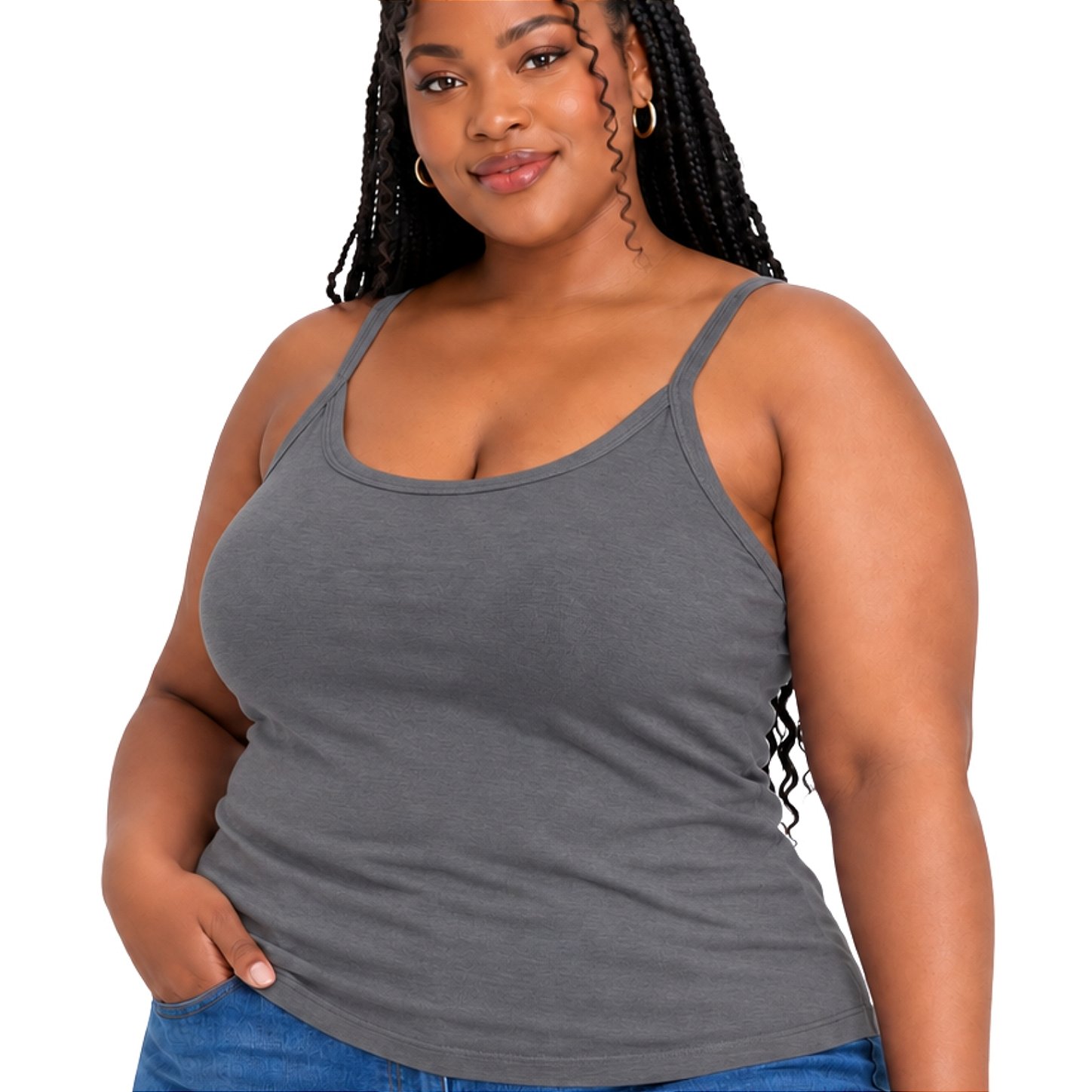 Blusa Regata Plus Size Visco Lycra com Alça Fina Toque Macio e Leve 3026A