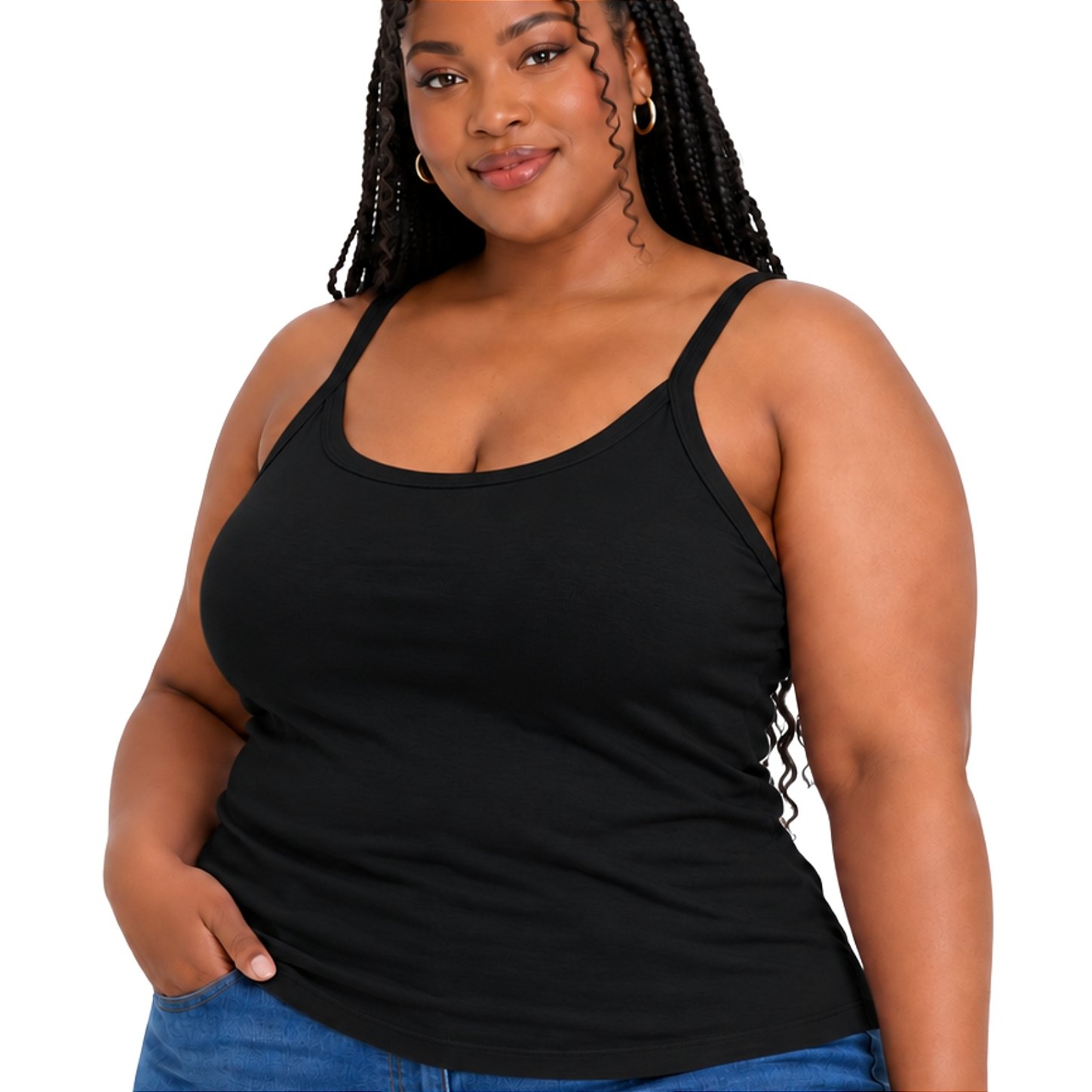 Blusa Regata Plus Size Visco Lycra com Alça Fina Toque Macio e Leve 3026A