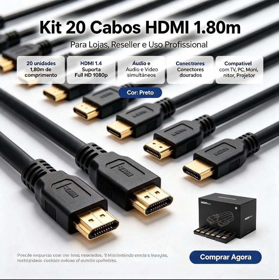 KIT 20 UNID CABOS HDMI 1.80M