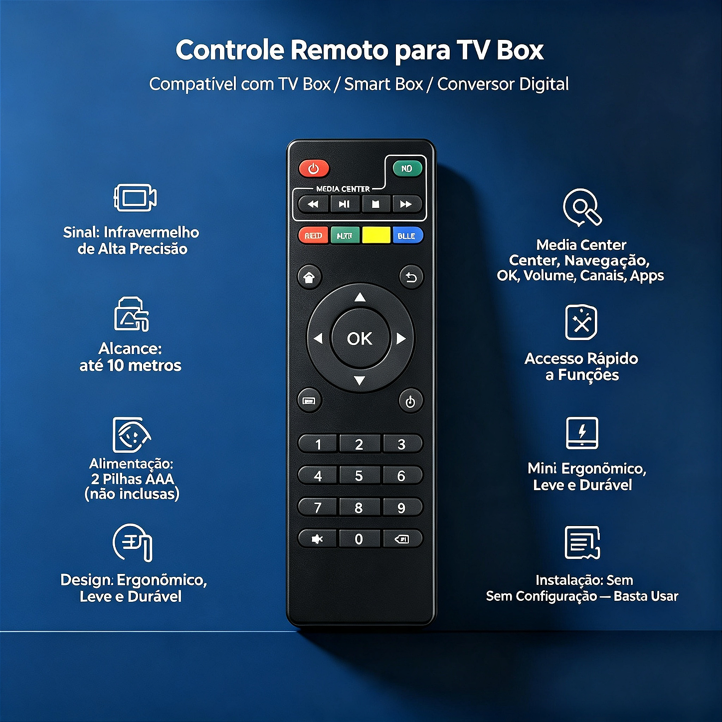 KIT 20 UNID CONTROLE REMOTO TVBOX REF 9006