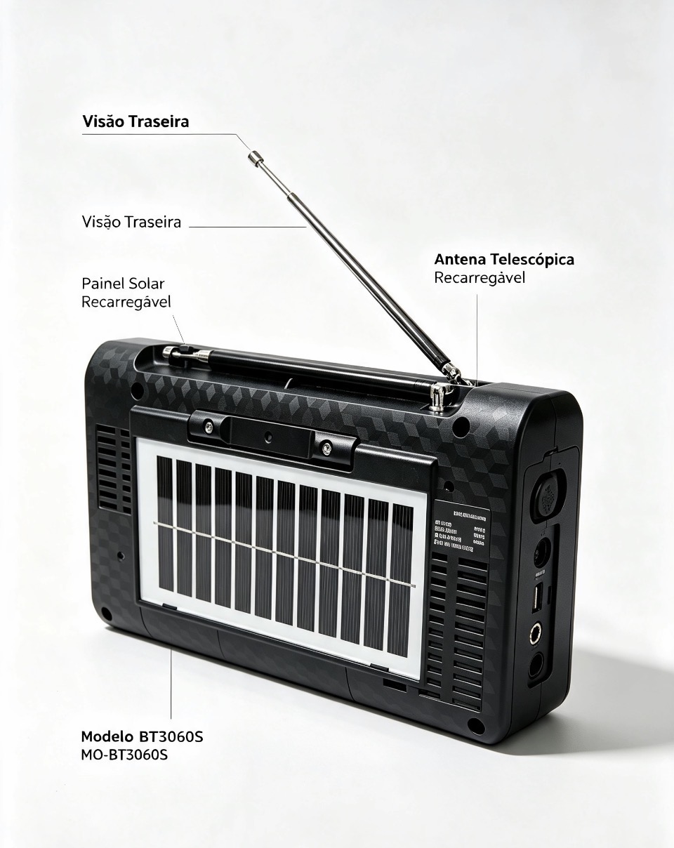 RADIO RETRO AM/FM/USB/AUX/SOLAR REF BT3060S