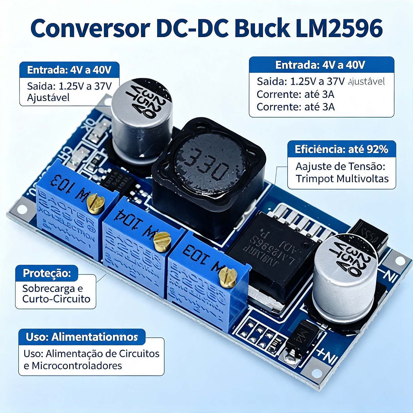 Módulo Conversor DC-DC Buck LM2596