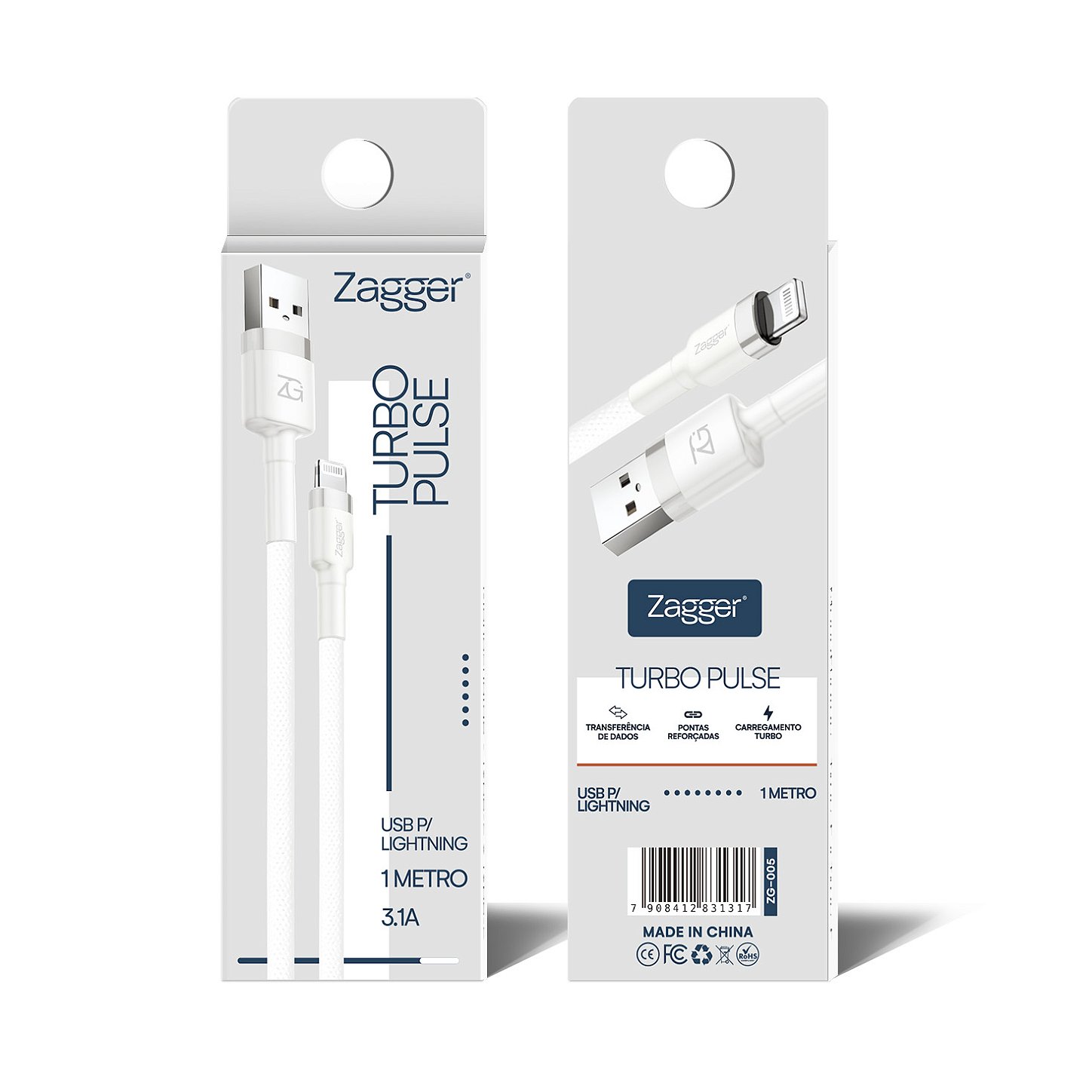 Cabo Zagger Turbo Pulse- USB para Lightning 1 Metro
