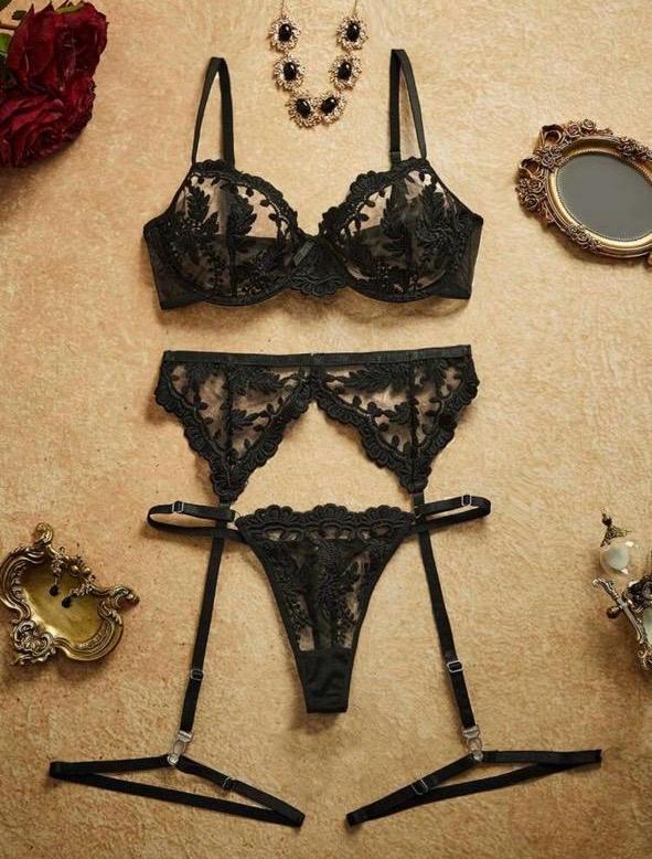 Conjunto Pinup com cinta-liga - Preto Tam. M