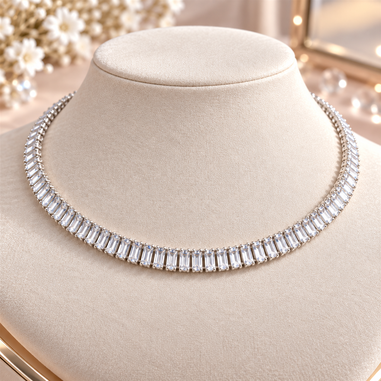 Choker Riviera Baguete Cristal com Extensor