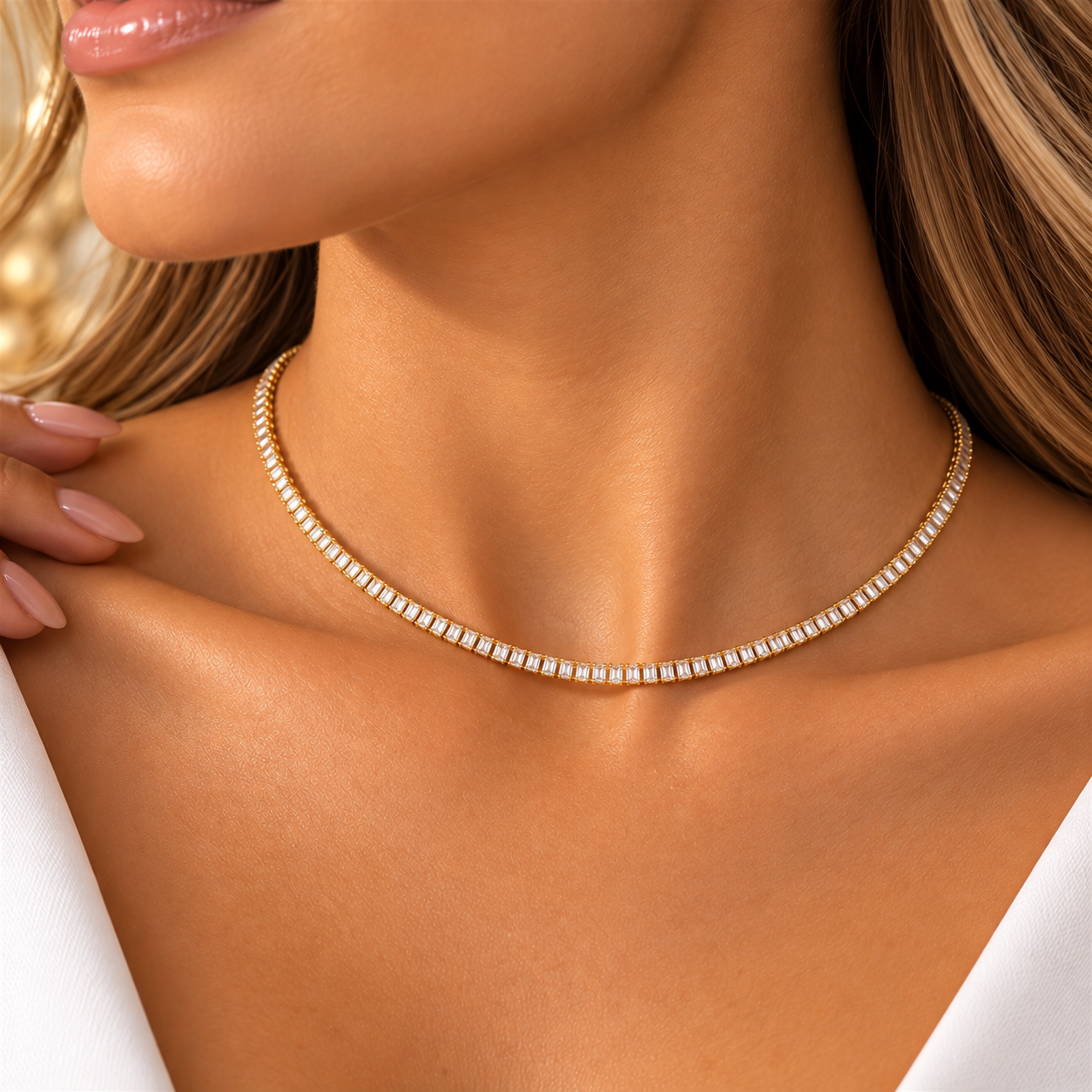 Choker Riviera Baguete Cristal com Extensor