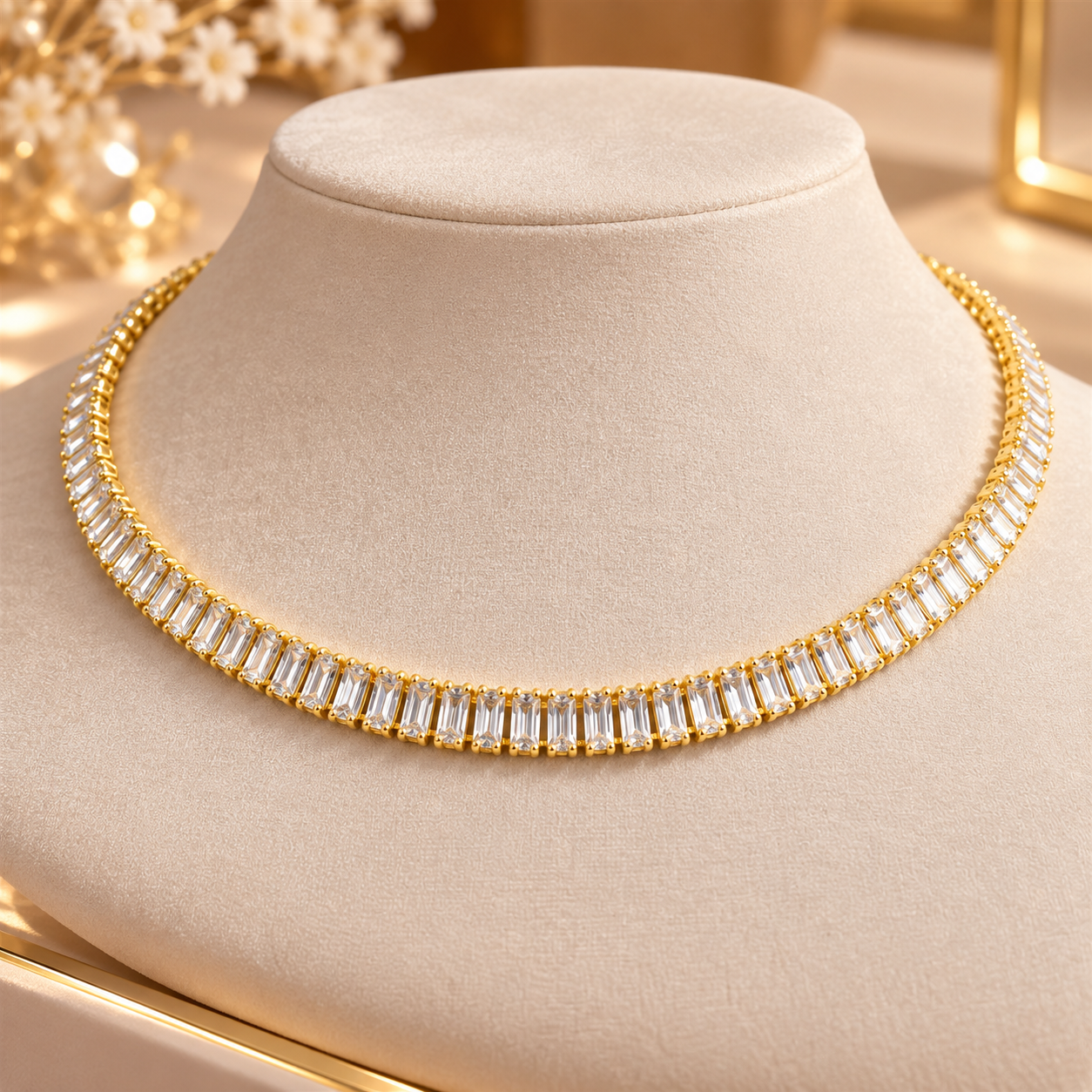 Choker Riviera Baguete Cristal com Extensor