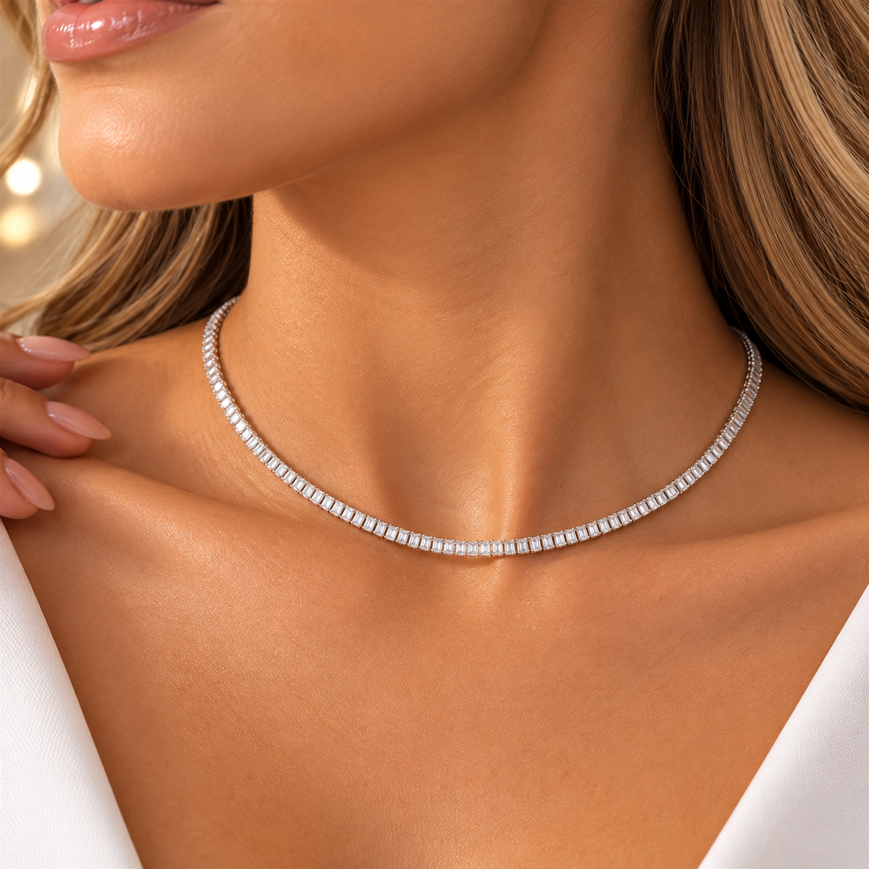 Choker Riviera Baguete Cristal com Extensor