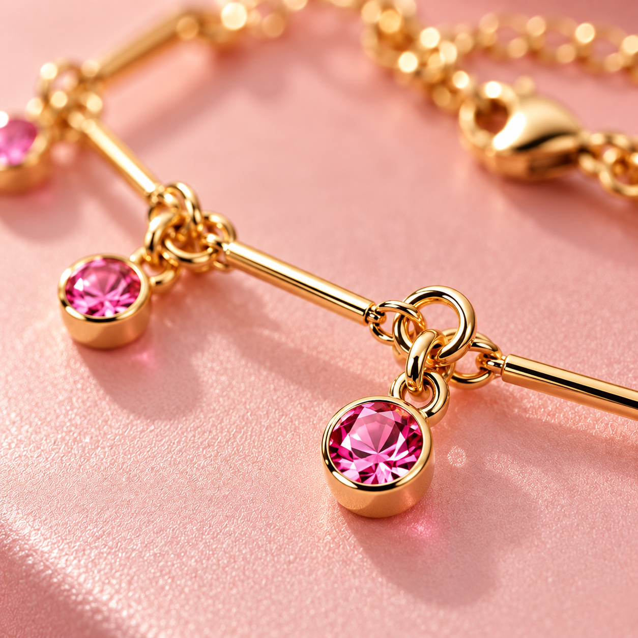Pulseira Infantil Malha Palitinhos com Tiffanys Pink
