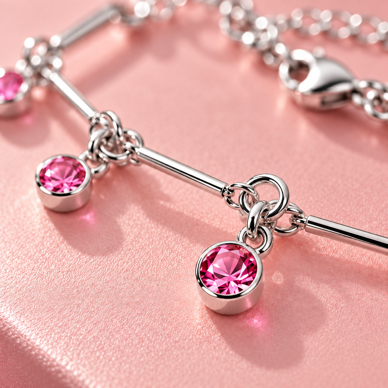 Pulseira Infantil Malha Palitinhos com Tiffanys Pink