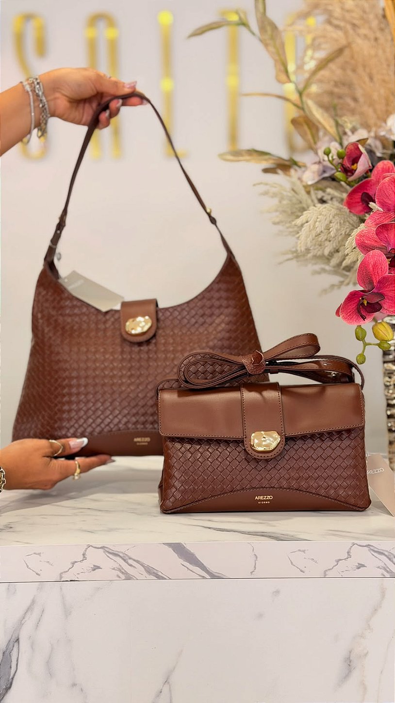 BOLSA AREZZO TRESSÊ METAL ORGÂNICO - V27 MARROM BOLSA