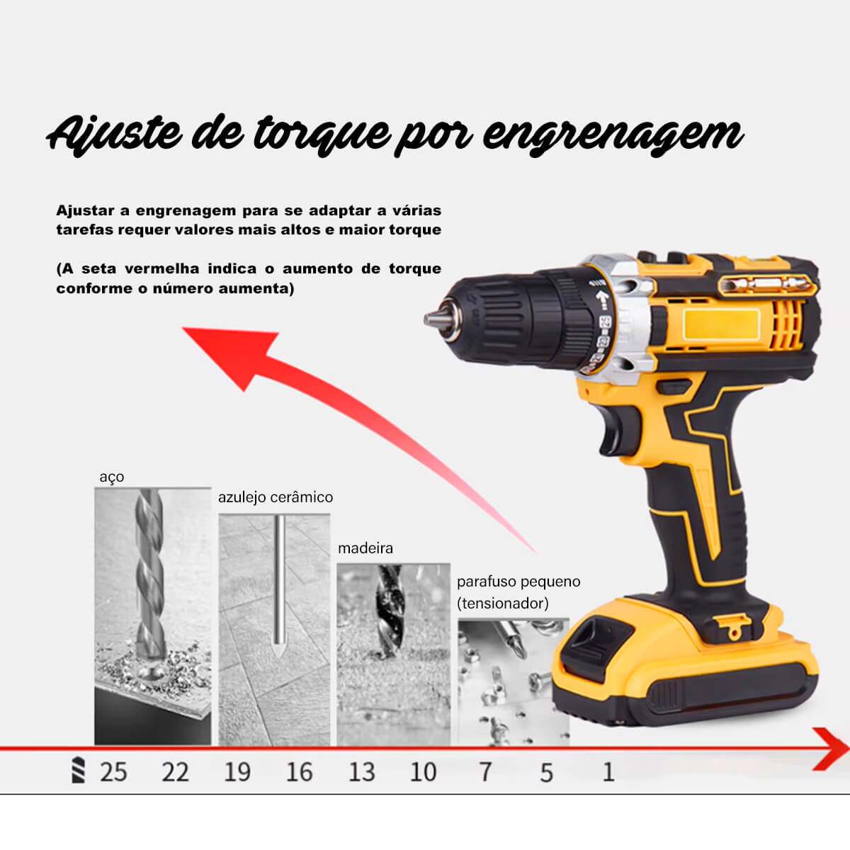 Parafusadeira Furadeira 21V Bomvink 28Nm com Bateria