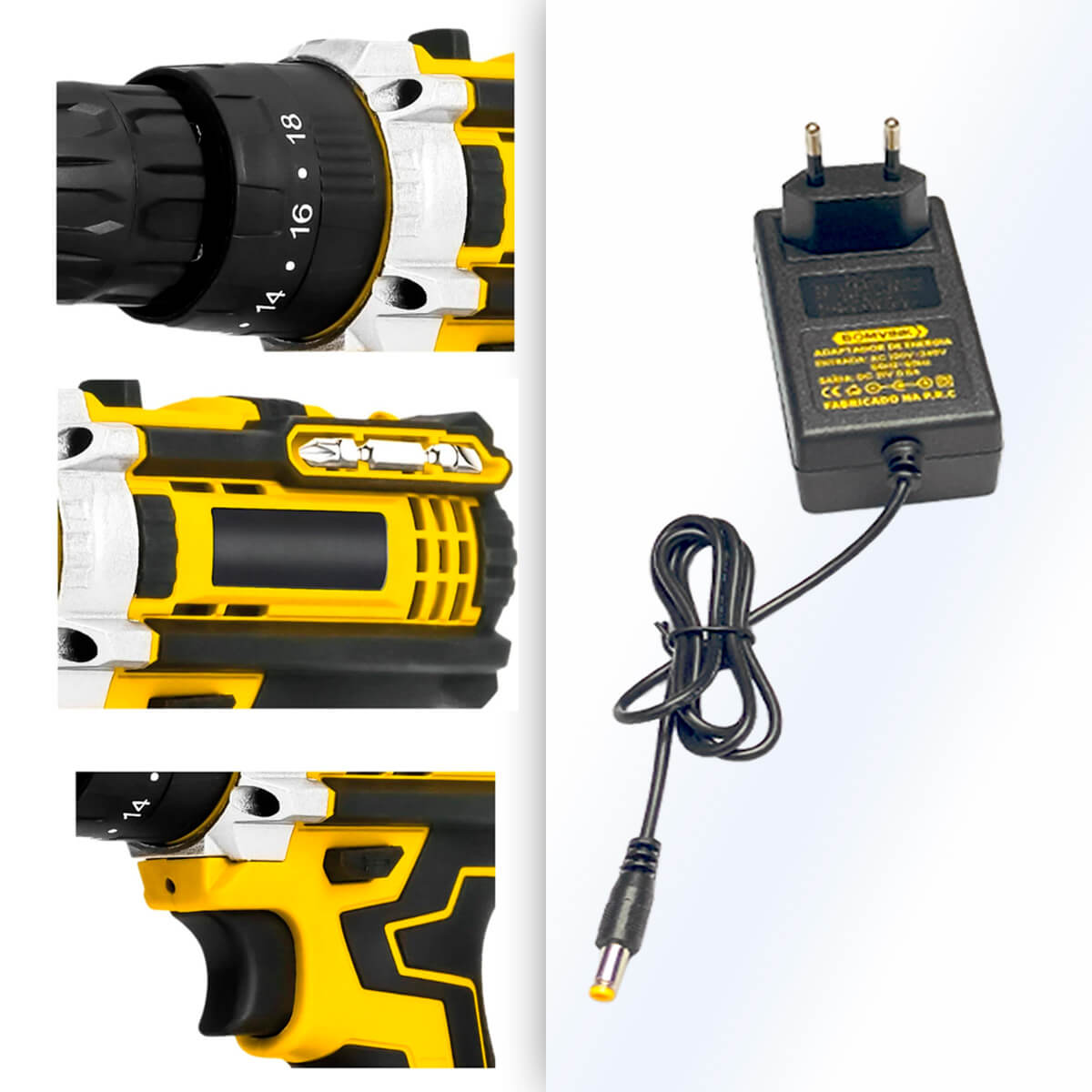 Parafusadeira Furadeira 21V Bomvink 28Nm com Bateria