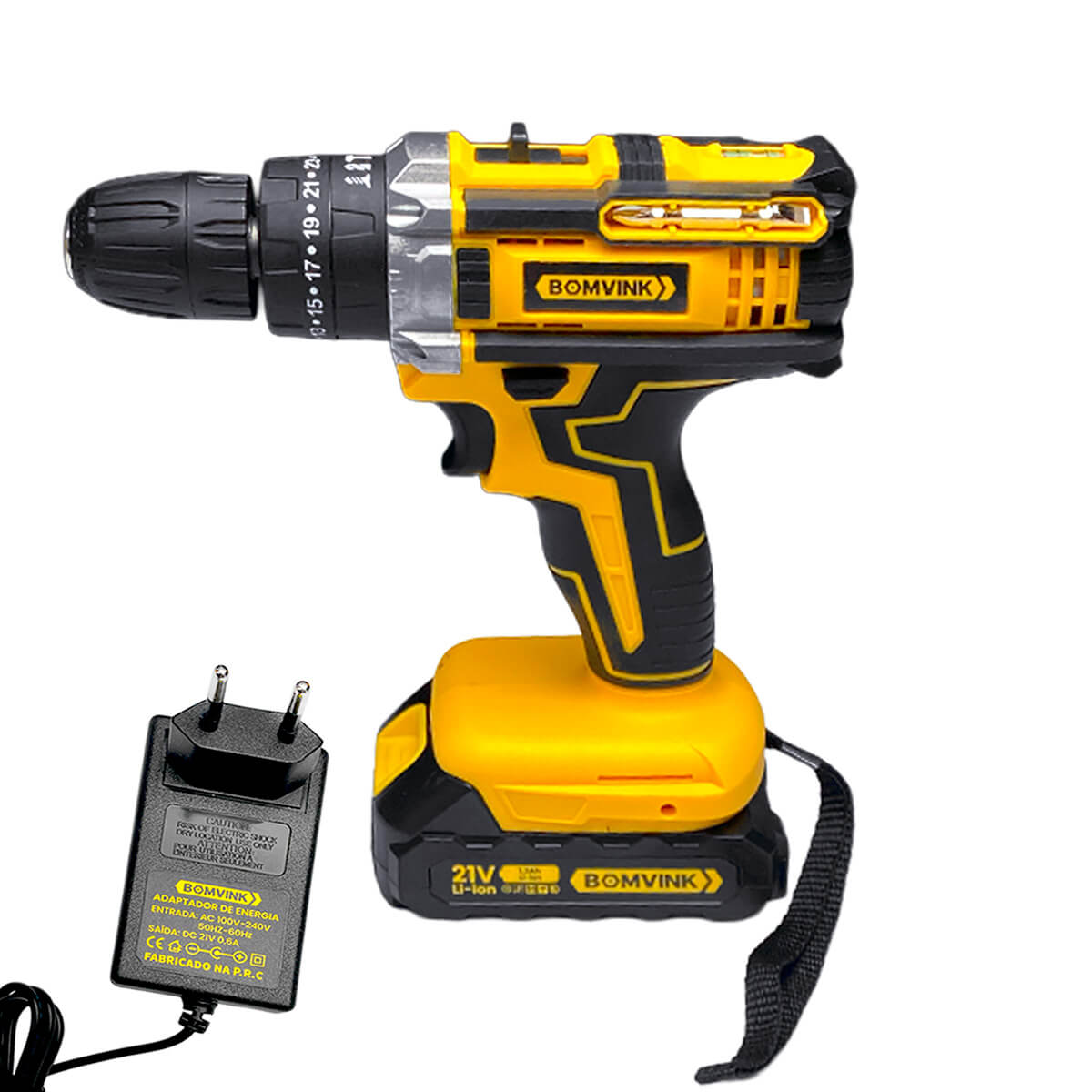 Parafusadeira Furadeira 21V Bomvink 28Nm com Bateria