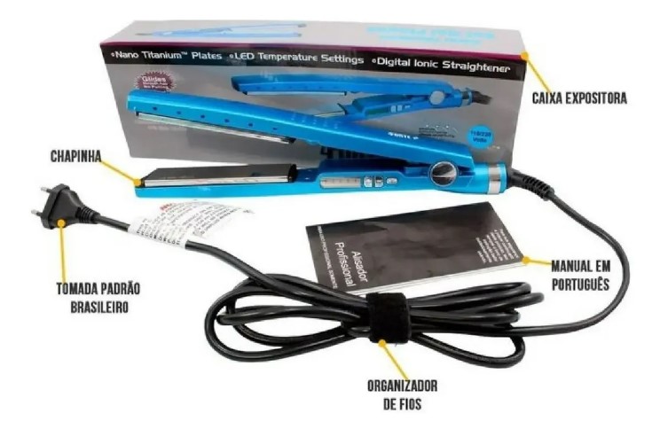 Prancha Chapinha Nano Titanium Bivolt 230°C Digital