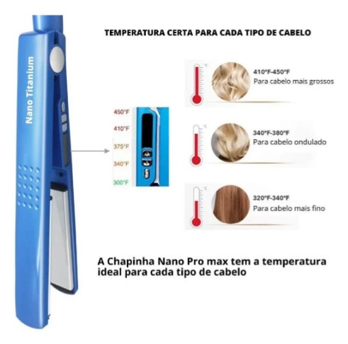 Prancha Chapinha Nano Titanium Bivolt 230°C Digital