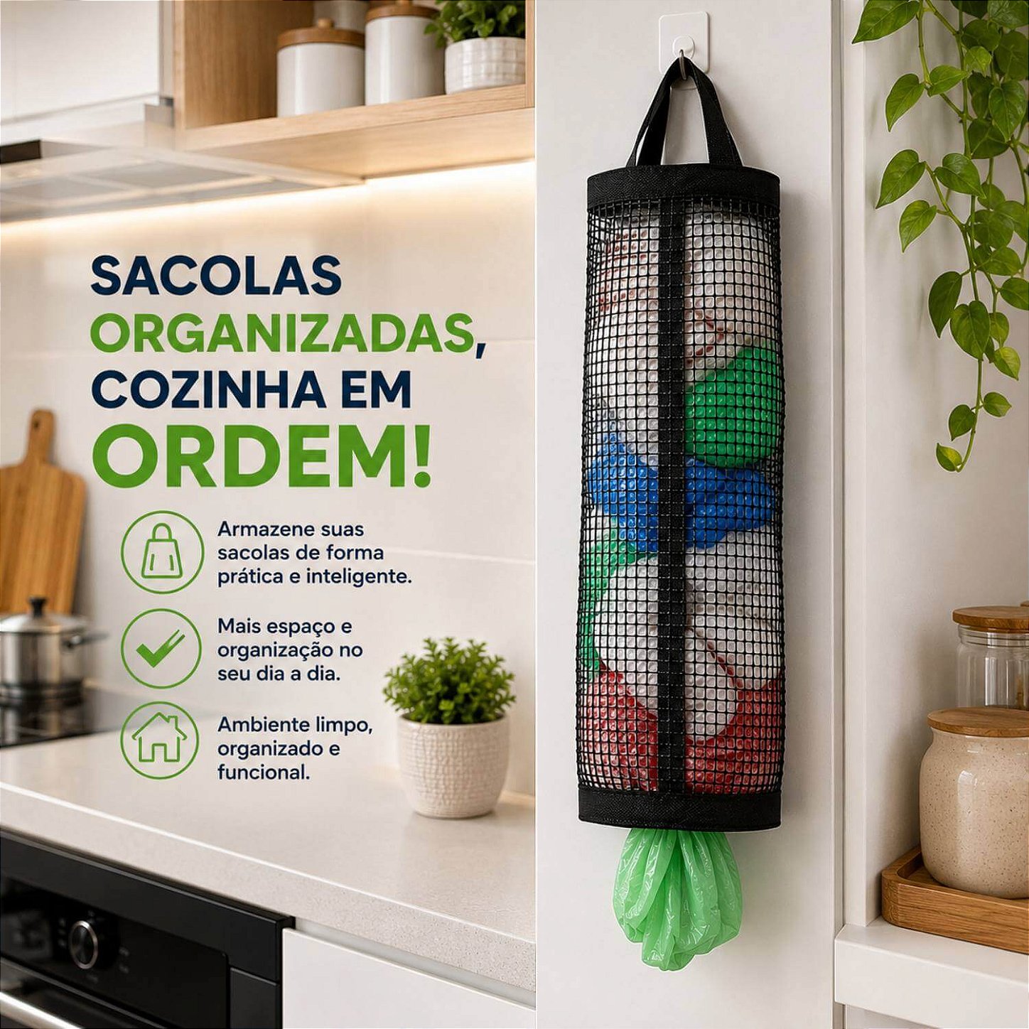 Organizador Pendurável para Sacolas Plásticas 37x15 cm